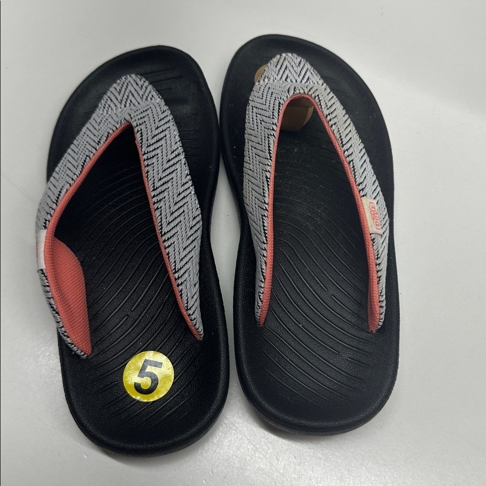 Hey Dude Meg Flip Flop Lightweight Thong Sandals Waves Black Print Womens Size 5 - Picture 5 of 7